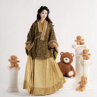 青梅谣 素国风通勤套装 绿色原创汉服女秋冬款 汉元 新中式 芷蘅间