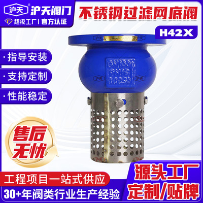 沪天阀门底阀H42X球墨铸铁不锈钢过滤网水泵底阀Bottom valve