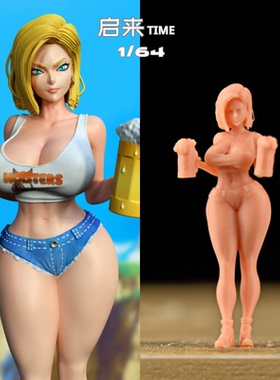 微缩白模龙珠18号清凉装性感金发美女1:64比例手模动漫周边小人偶