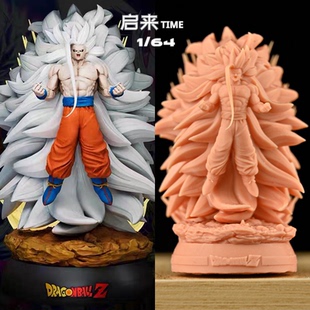 龙珠Z白发悟空无限形态手办1：64比例圣殿级雕像动漫周边微缩白模
