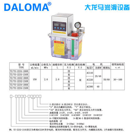 厂家供应润滑油泵、集中润滑系统、YS-2232-200X、稀油电动润滑泵