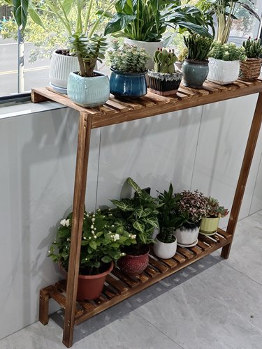 实木花架阳台窗台加宽室内户外多层落地花支架实木置物架阳台花架