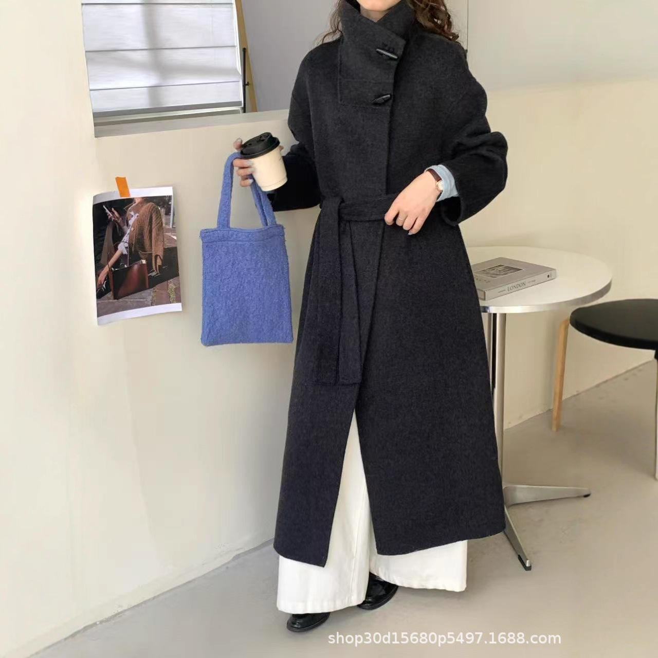 秋冬款双面羊毛大衣女装外套羊绒毛呢大风衣时尚优雅量大从优