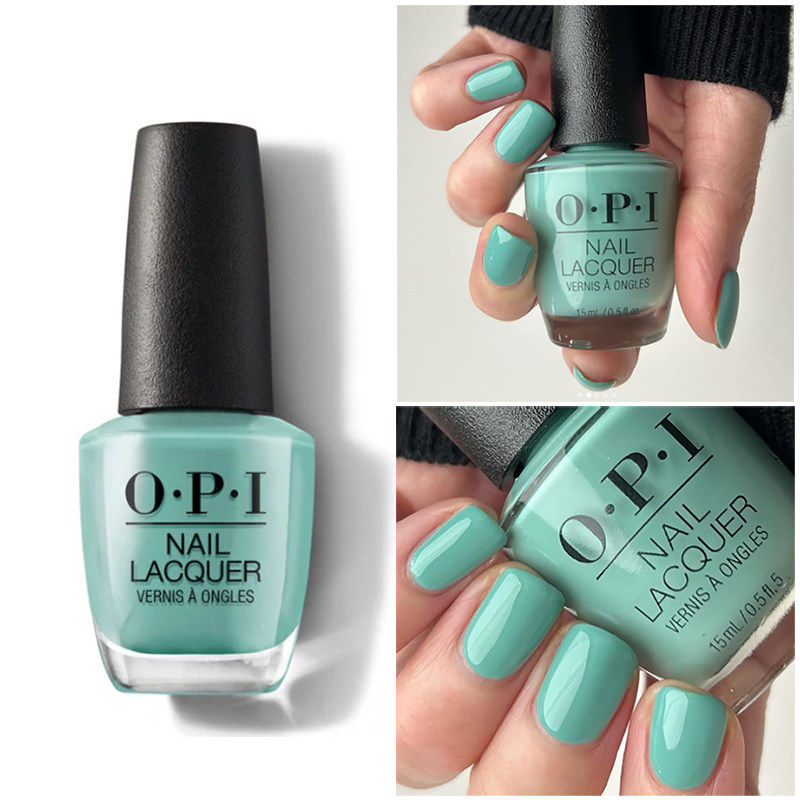 美国指甲油opi M84湖蓝薄荷绿冰绿色 verde nice to meet you免烤
