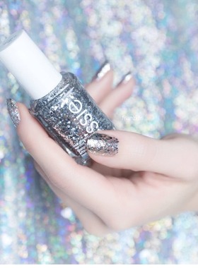 美国ESSIE 3004指甲油银色晶彩亮片 透明小亮片Set in Stones 958