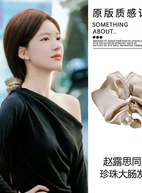 浮生若梦~赵露思同款珍珠真丝发圈2025新款高级感马尾头绳大肠圈