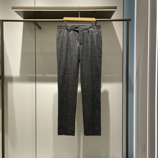 专柜代买秋冬厚款羊毛西装裤 男士商务上班 灰色人字纹长裤