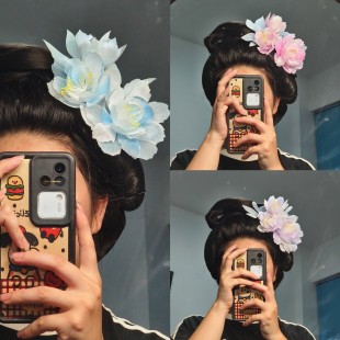 （店庆福利款）半热缩芍药花发夹簪汉服配饰品国风唐青黛原创古风