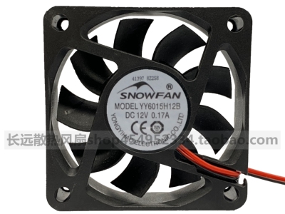 SNOWFAN 6CM 6015 12V双滚珠散热风扇YY6015H12B 12V 0.28A