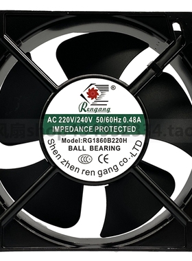 Rengang RG1860B220H AC220/240V 0.48A 18CM 18060 机柜轴流风机