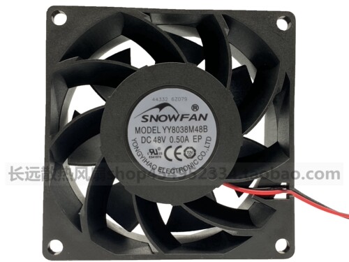 SNOWFAN 散热风扇8CM直流工业风机48V双滚珠轴承YY8038M48B
