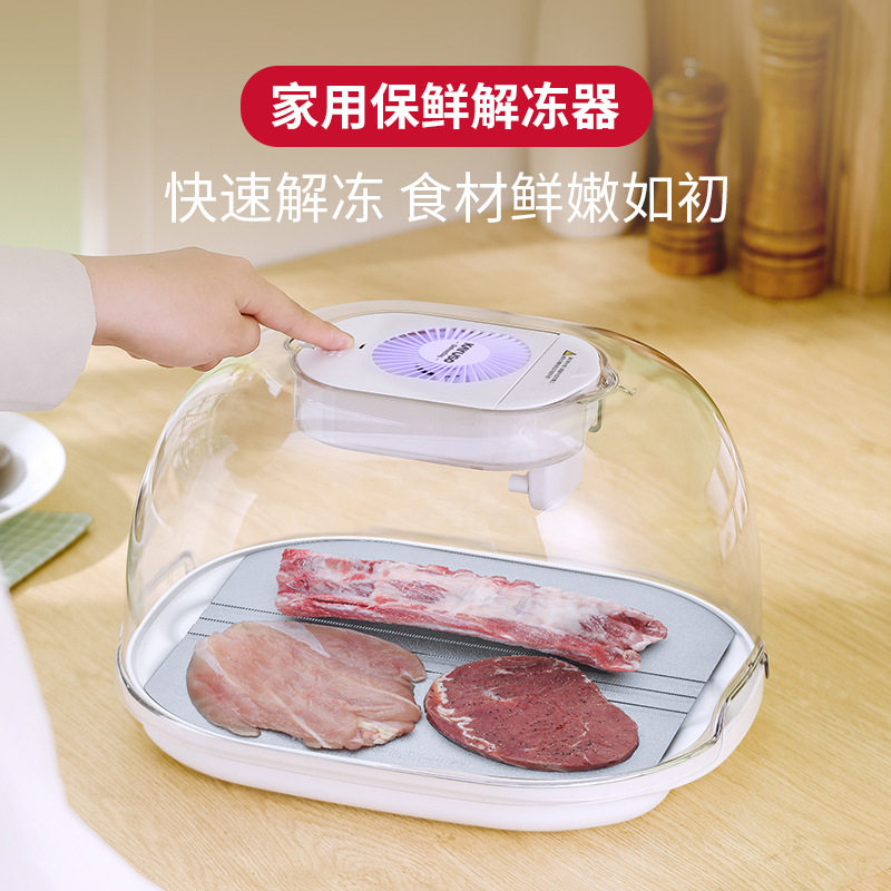家用保鲜解冻器多功能厨房雾化快速立体食物牛排恒温导热板加湿
