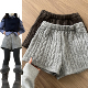 显瘦高腰针织a字短裤 复古慵懒风灰色纹理感麻花裤 女春秋2026新款