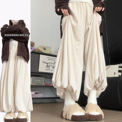 韩系慵懒感针织软糯高腰裙裤女秋冬2025新款梨形显瘦小个子花苞裤