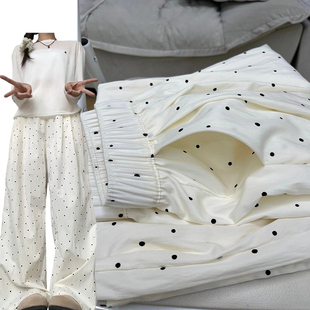 2025新款波点阔腿裤女夏季薄款休闲小个子肌理感慵懒冰丝山本裤子