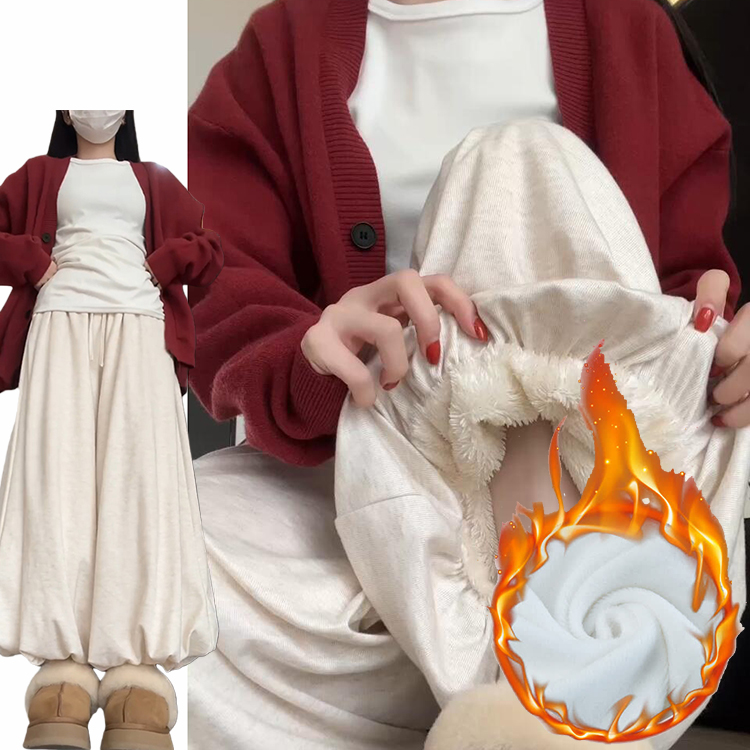 米杏色针织软糯花苞裙裤女秋冬季2025新款梨形显瘦加绒加厚糯米裙