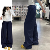 女夏季 裤 薄款 2026新款 藏青色美式 设计感拼接休闲宽松卫裤 两穿工装