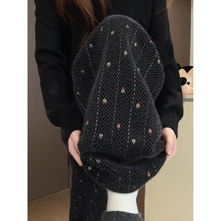 黑灰色慵懒松弛彩虹卫裤女秋冬2026新款绒绒爱心裤显瘦韩系阔腿裤