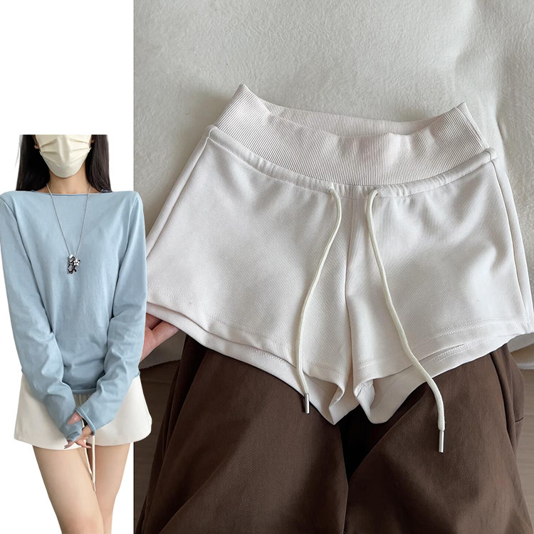韩系时尚白色蚂蚁腰A字热裤女夏季2025新款显瘦百搭休闲运动短裤
