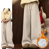 羊羔绒加绒千鸟格休闲裤 小香风减龄加厚拖地长裤 女秋冬季 2025新款