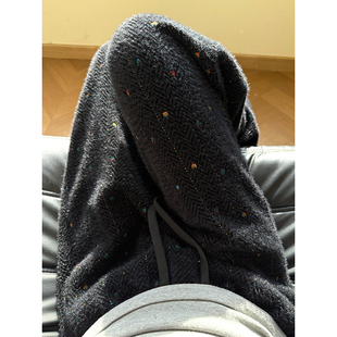 刺绣爱心卫裤女秋冬季2026新款韩系复古小众人字纹彩虹绒绒直筒裤