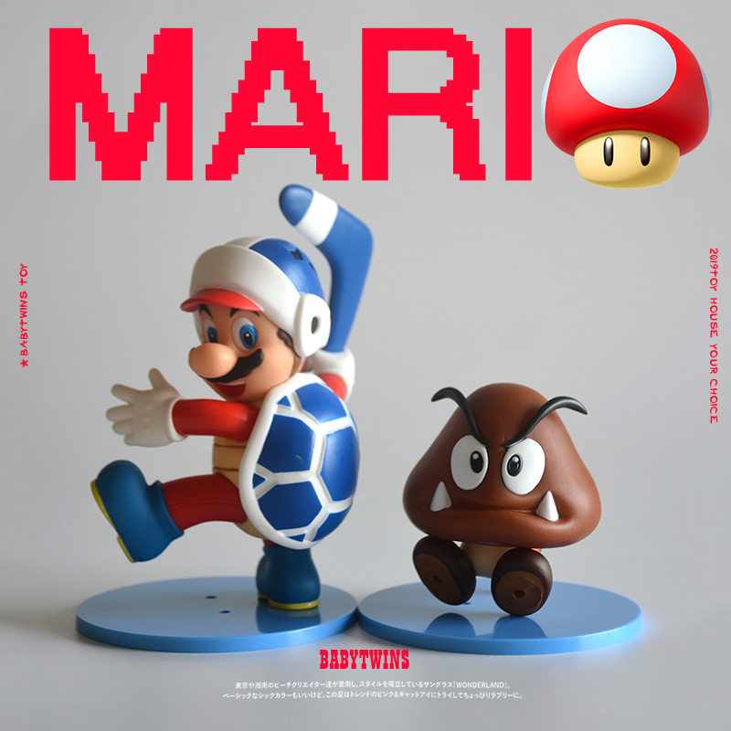 原单 马里奥和蘑菇怪 摆件模型