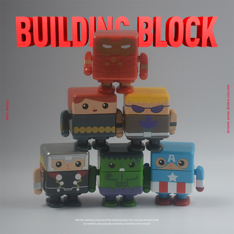 全新扭蛋 原单 漫威超级英雄系列 积木公仔可爱卡通方头仔