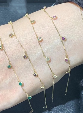 Ordi新款梦想成真手链天然石圆梦手链堇青石拉长石水晶手链