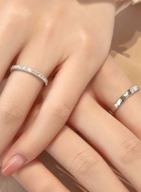 DR钻戒情侣对戒纯银戒指女