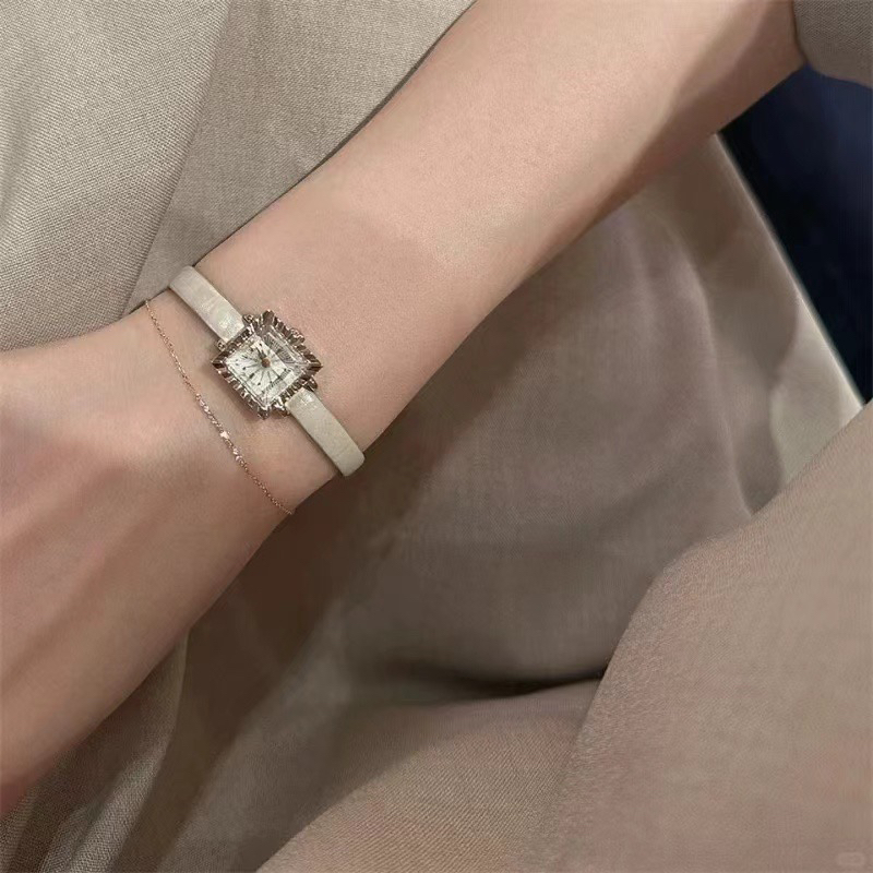 Ordi新款迷你盘水晶钻石小方糖手表女友闺蜜礼物气质石英手链