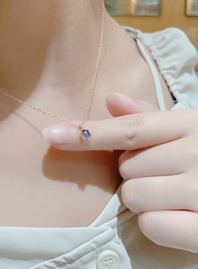 Ordi 简约精致复古天然堇青石精致项链新款女925纯银镀金