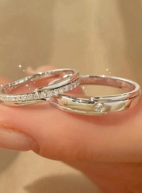 DR钻戒情侣对戒纯银戒指女