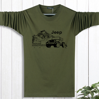 长袖大码秋衣100%纯棉男士长t恤