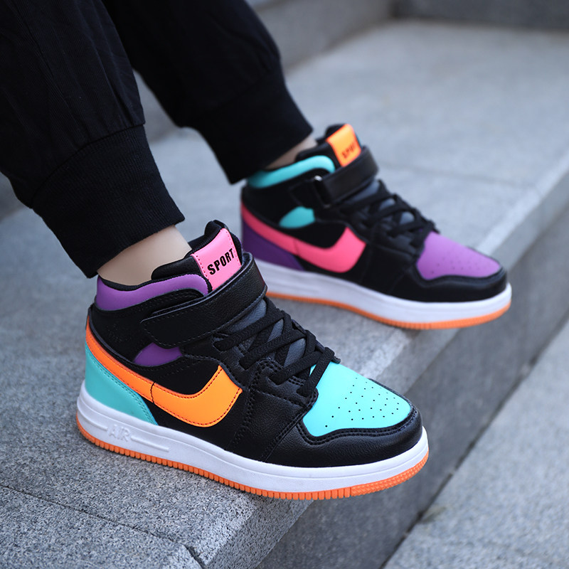 abc女童休闲鞋女2022冬季新款高帮女孩aj板鞋运动鞋小学生防滑鞋