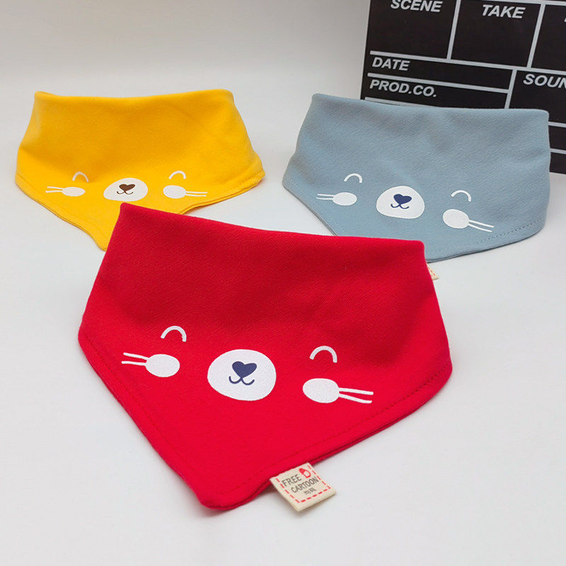 婴儿三角巾春秋纯棉男女宝宝口水巾卡通围嘴新生儿防吐奶双层围兜