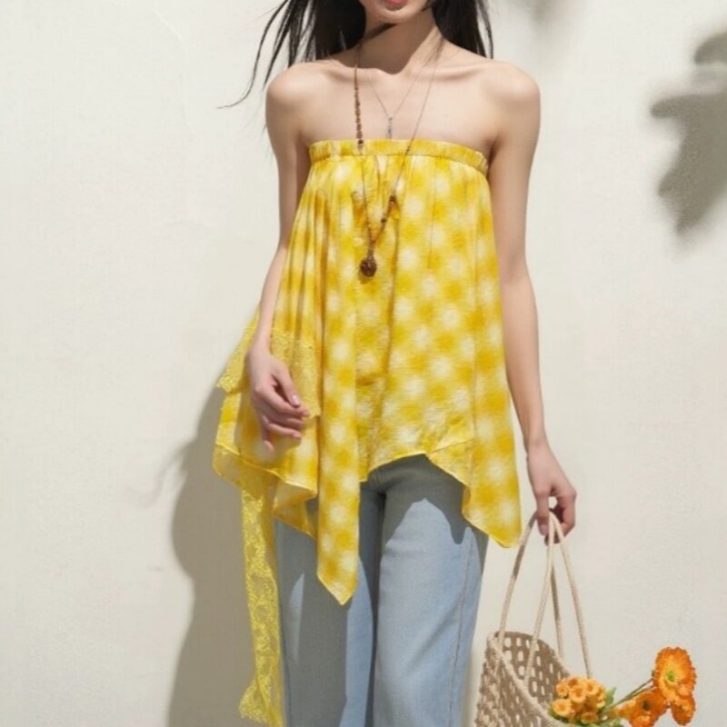 原创「菠萝汽水」夏季女绝美黄色半身裙莱赛尔不规则长裙两穿