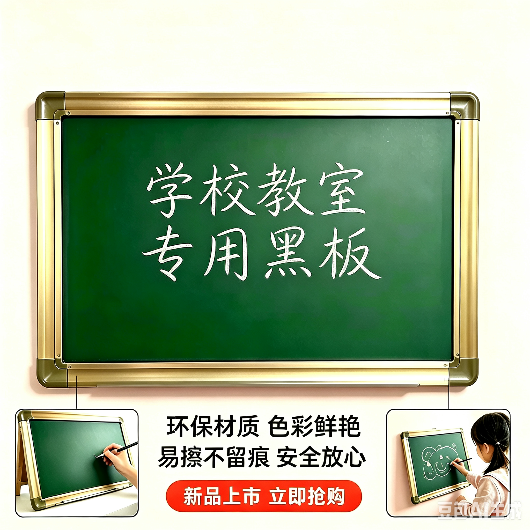 挂式黑板学校教室墙磁性教学培训写字板户外家用儿童小白板大绿板