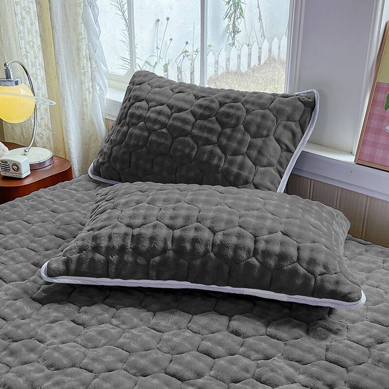 泡泡绒枕头套冬季加绒牛奶绒枕芯套家用珊瑚绒单人纯色枕芯内胆套