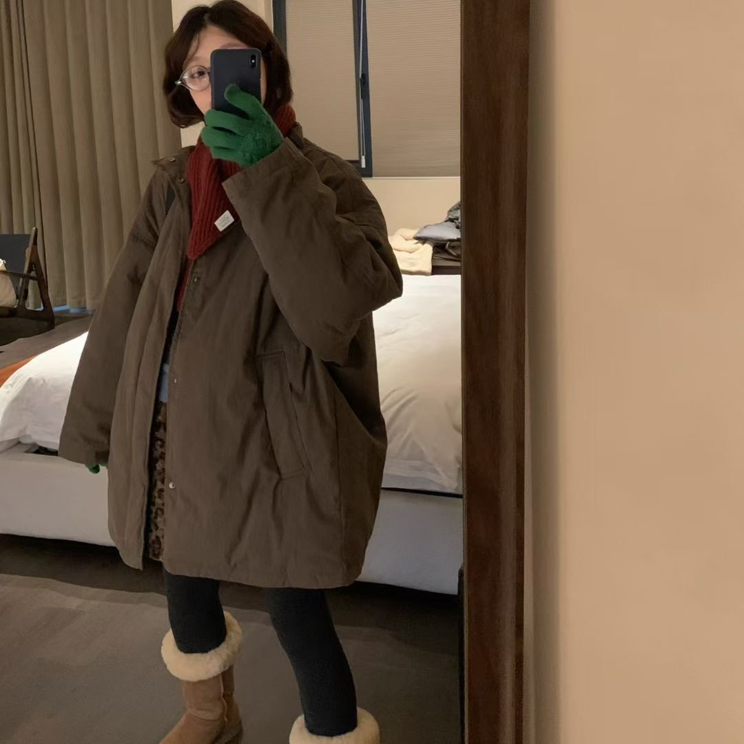 montague复活款！设计感廓形袖中长立领羽绒服韩国暗拉链保暖外套