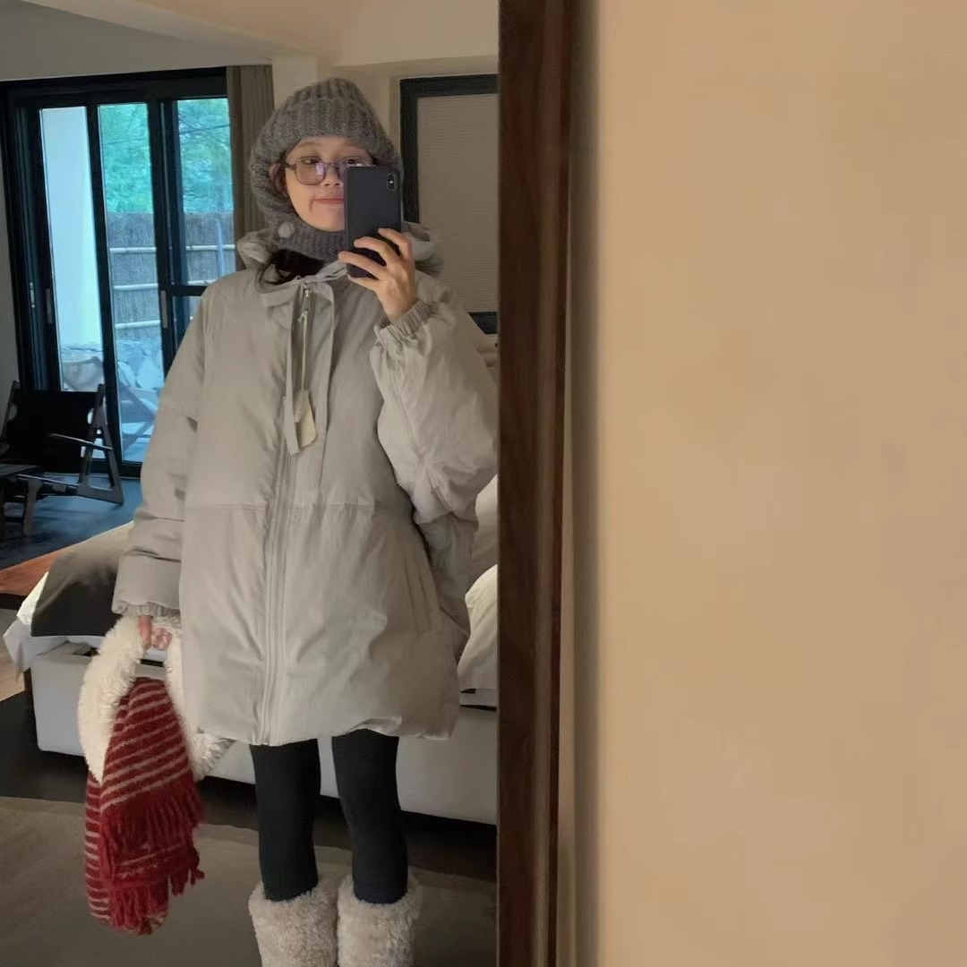 montague正品现货~连帽抽绳一手长羽绒服韩国冬季加厚保暖INS外套