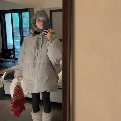 montague正品现货~连帽抽绳一手长羽绒服韩国冬季加厚保暖INS外套