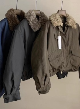 Permust重磅推荐！毛领拼接90白鸭绒夹克羽绒服韩国冬季保暖外套