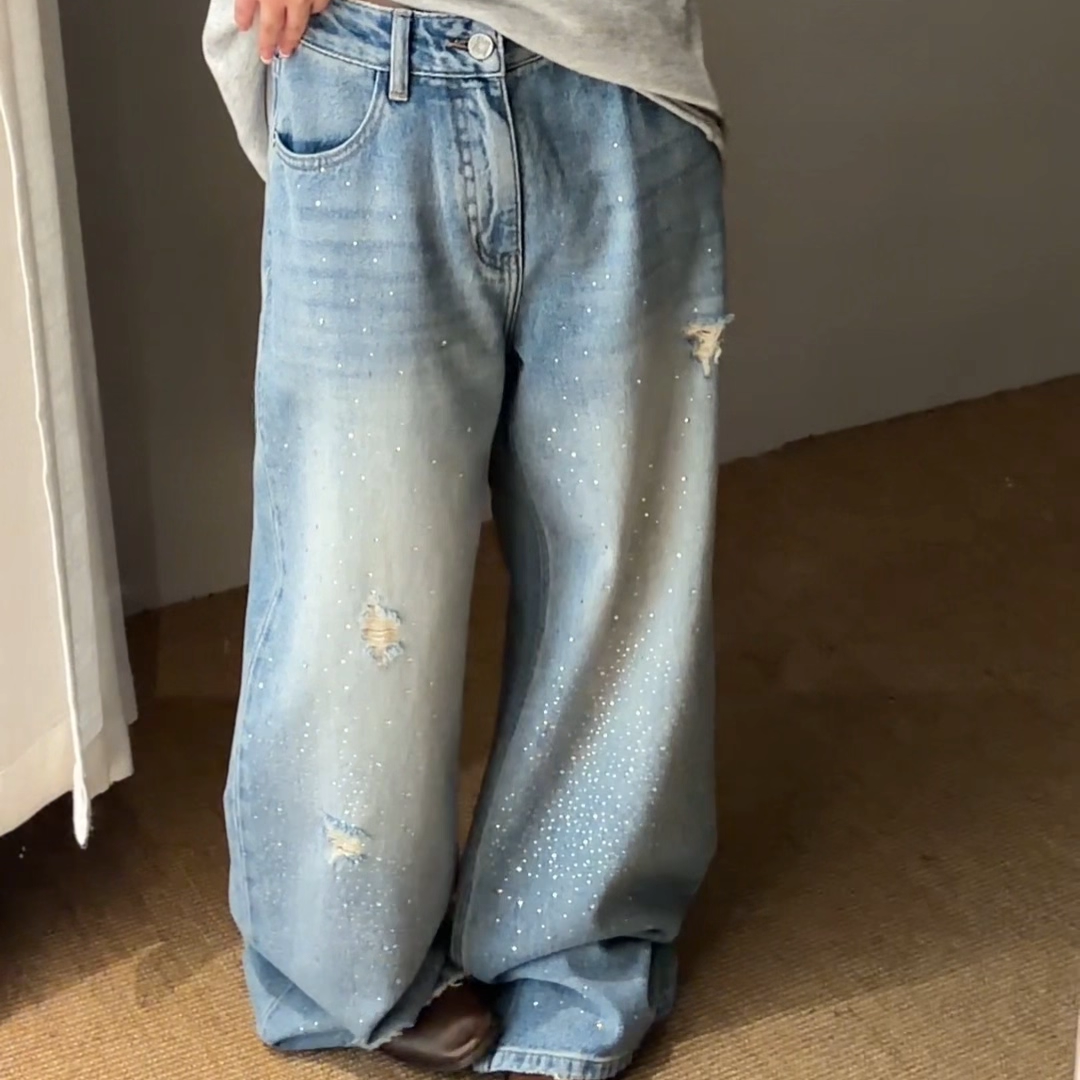 permust超美钻石裤！春季新款高腰显瘦破洞牛仔裤韩国阔腿裤长裤,女装/女士精品,牛仔裤,淘宝优惠券,粉丝福利购,淘宝优惠卷