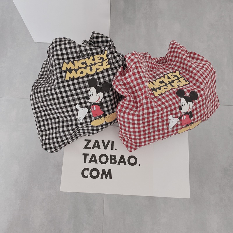 原创zavi黑红老鼠薄棉柔软布袋包