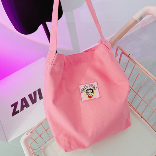 ZAVI 原创 甜粉色简单辣妹BD帆布包 短肩带单肩包甜酷可爱女孩