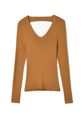 奥莱专柜正品 MO冬装2025新款 别致设计感上衣高弹修身长袖毛衣女