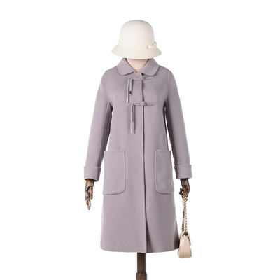 羊毛毛呢长款长袖POLO领