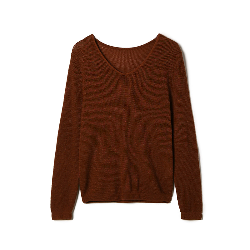 2025年秋Outlets正品 高端MO系列休闲风长袖上衣纯色微弹针织衫女