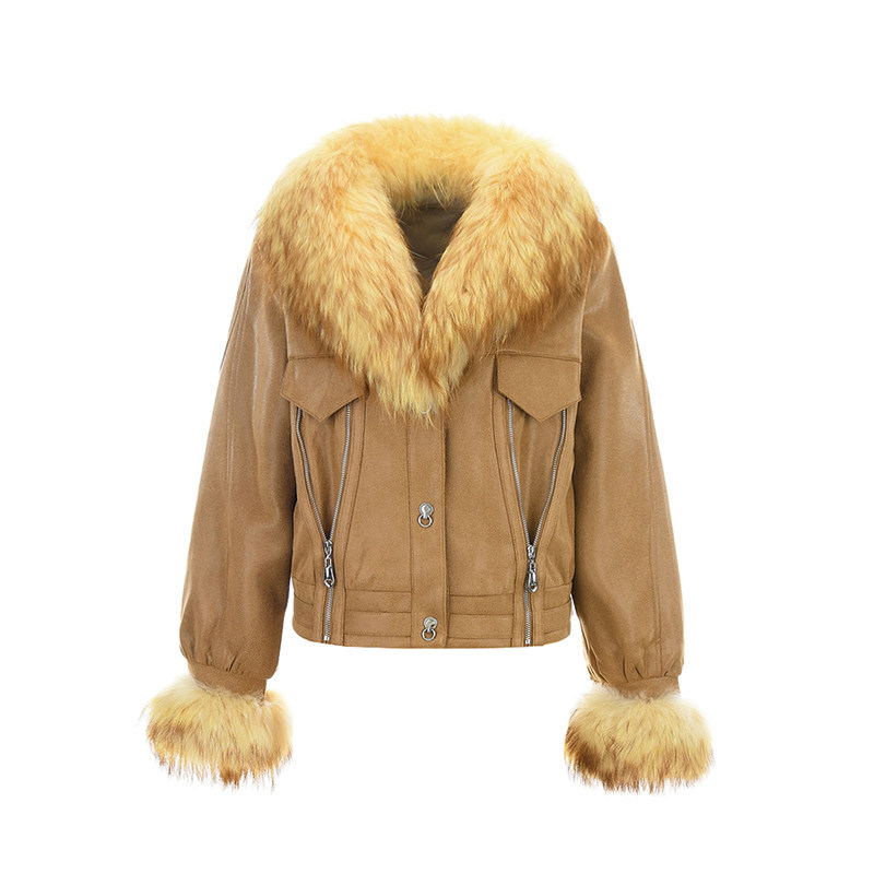 2025年冬装Outlets专柜 高端OY系列毛绒感长袖外套时尚感鹅绒服女