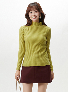 奥莱专柜品牌撤柜正品 HZ冬装新款 简约打底上衣含羊毛微弹毛衣女